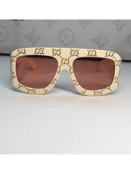 New Authentic Gucci Cream Sunglasses with Orange Lenses GG0983S 001 main image 5